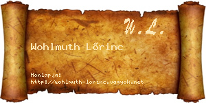 Wohlmuth Lőrinc névjegykártya